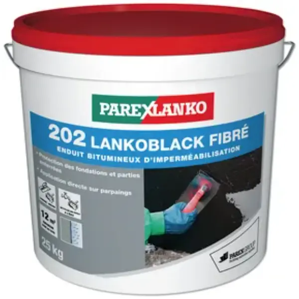 Enduit bitumineux - 204 Lankoblack fibré + seau 25 kg