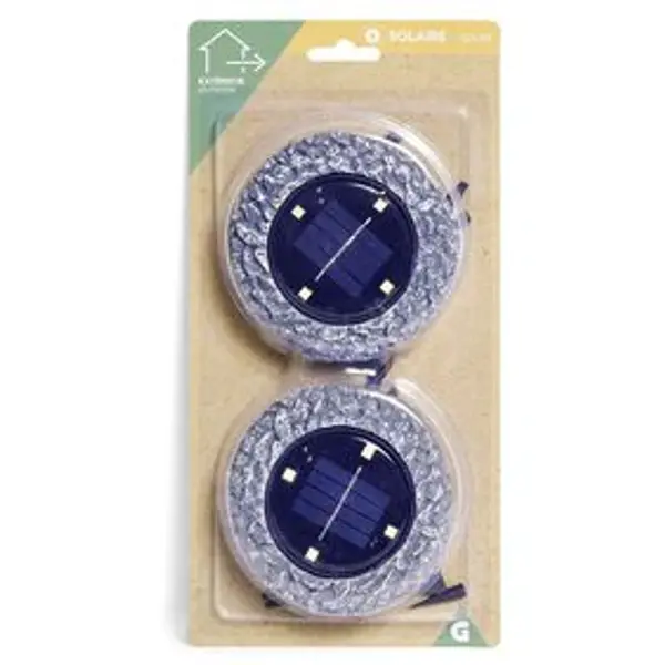 Spot solaire encastrable design rocher LED blanc froid à planter x2