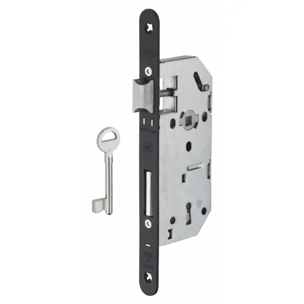 Serrure encastrable Monomax NF à clé pour porte de chambre, axe 40mm, bouts ronds, 1 clé - THIRARD