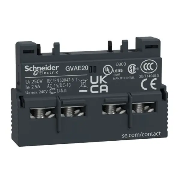 GVAE20 Schneider TeSys GV - contact auxiliaire instantanés pour disjoncteur moteur - 2NO