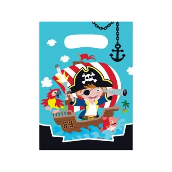 Sachets plastique anniversaire pirates x8 9902125