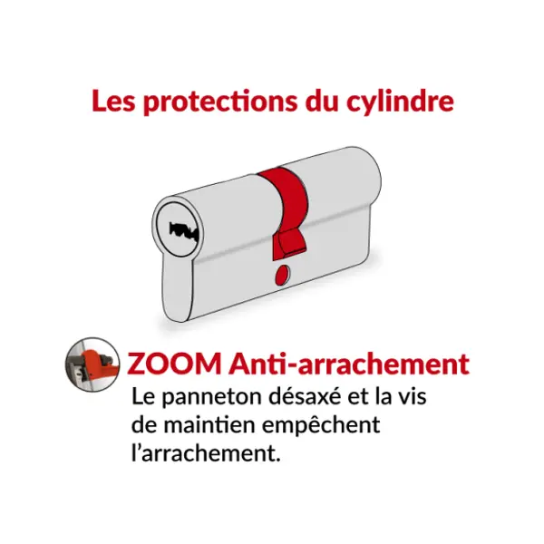 Cylindre de serrure double entrée Trafic 6, 30x70mm, nickel, anti-arrachement, anti-perçage, 5 clés - THIRARD