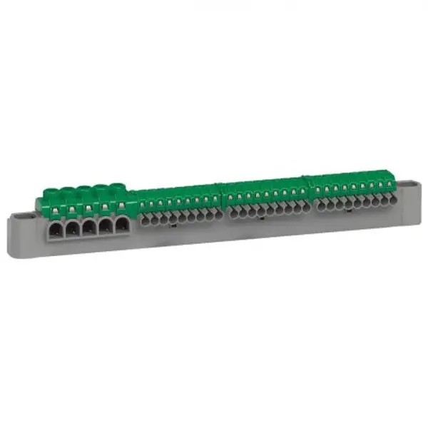 405055 Legrand - Bornier de terre 27 connexions 4mm² + 5 connexions 6mm² à 25mm² - vert - longueur 227mm