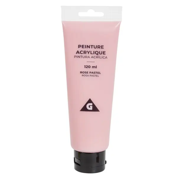 Tube de peinture acrylique rose pastel 120ml