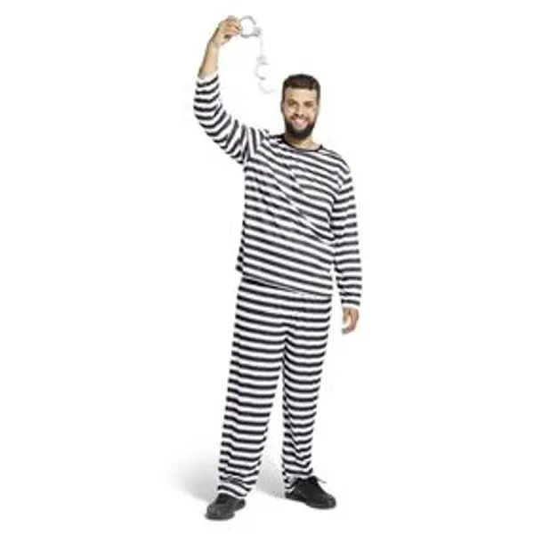 Déguisement prisonnier adulte rayé noir blanc - Taille S