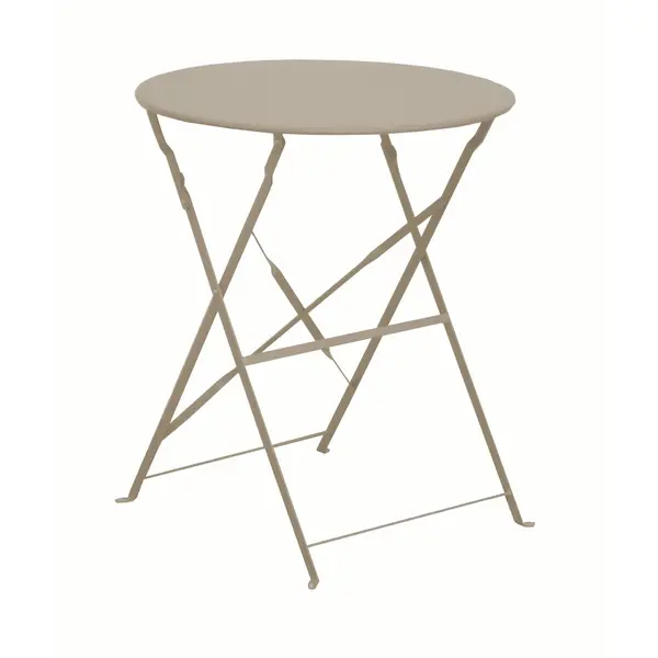 Guéridon pliant en acier - CUBA RD60 - Plateau rond Ø 60 cm - Hauteur 71 cm - Coloris crème - PROLOISIRS