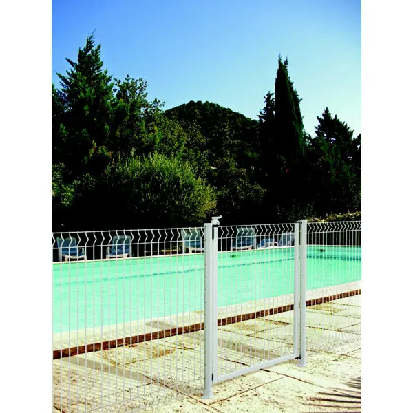 Poteau sur socle pour clôture piscine, L. 50 mm H. 2,4 m l. 70 mm, colori blanc