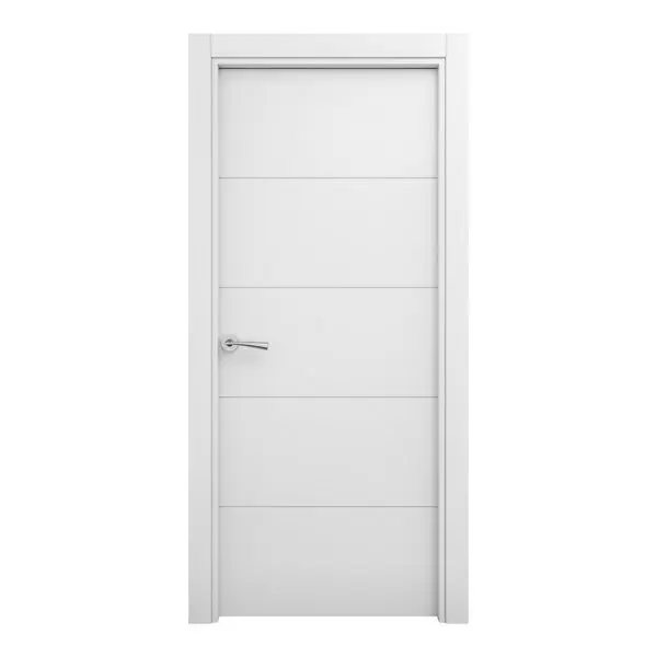 Bloc porte MDF blanc mat poussant gauche LOR - H. 204 x l. 83 x ep. 3,5 cm