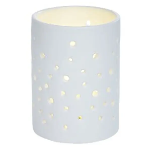 Bougeoir LED céramique ajouré noir Ø7,8xH10,5cm
