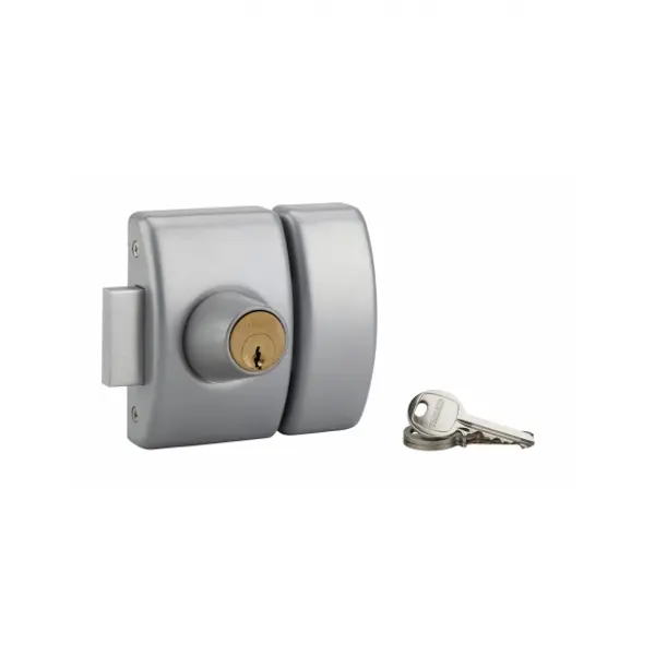 Verrou double entrée Design 5 pour porte d'entrée, cylindre 45mm, acier, 3 clés, argent - THIRARD