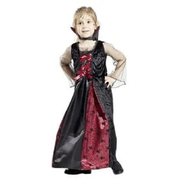 Déguisement enfant Halloween vampire robe noir et rouge 7/10ans