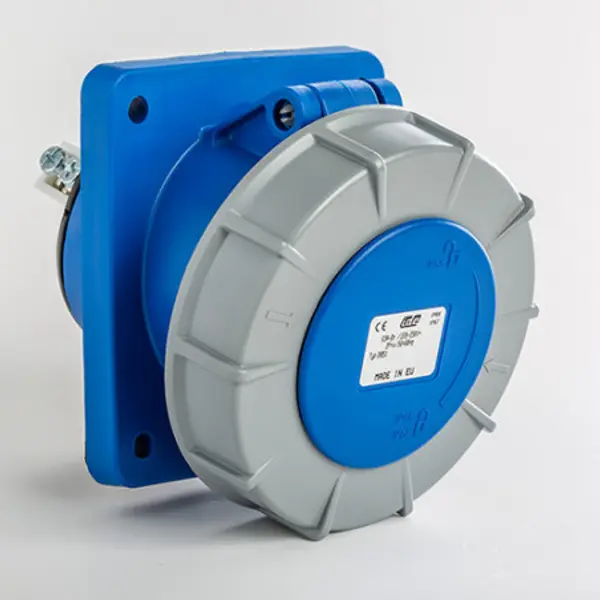 Prise femelle à encastrer 63A monophasé avec fil pilote 2P+T - Étanche IP67 - IDE