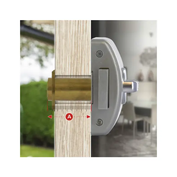 Verrou à bouton Design 5 pour porte d'entrée, cylindre 45mm, acier, 3 clés, argent - THIRARD