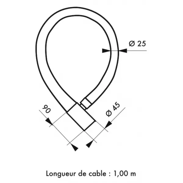 Antivol à clé Scorp, câble blindé acier, vélo, 25mmx1.2m, 2 clés, noir - THIRARD