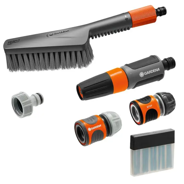 Kit brosse de lavage à main S souple avec raccordement - GARDENA