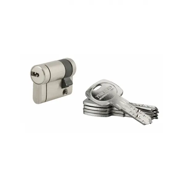 Demi-cylindre de serrure Trafic 12, 30x10mm, nickel, anti-arrachement, anti-perçage, anti-casse, 5 clés - THIRARD