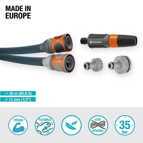Kit tuyau Liano™Xtreme 20m, Ø 13mm + pièces GARDENA System - ultra résistant - GARDENA