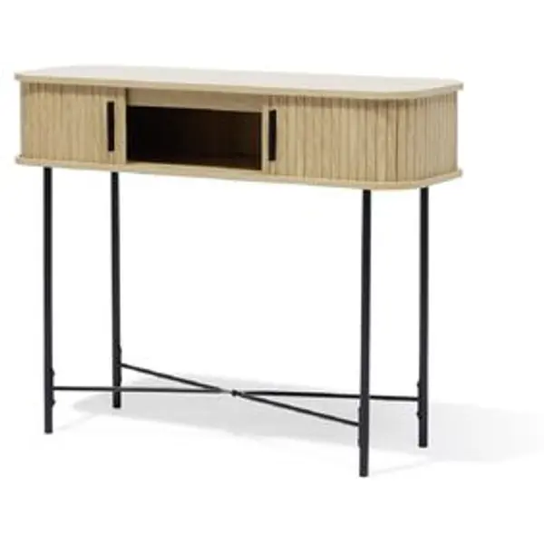 Console Grège bois naturel et noir - L100xP35xH80 cm