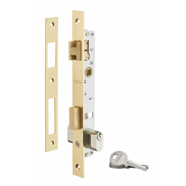 Serrure encastrable pour porte d'entrée avec cylindre en 30x30mm, axe 14mm, 3 clés - THIRARD