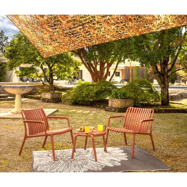 Table basse de jardin - Joysxee - résine polypropylène recyclé terracotta - ronde Ø50 cm - table d'appoint et repose-pieds - Jardiline