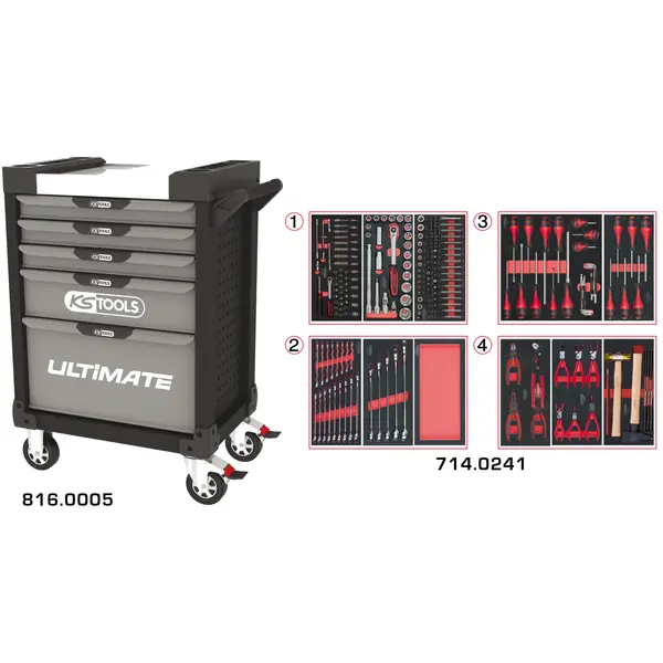 Servantes ULTIMATE 5 tiroirs équipées de 241 outils