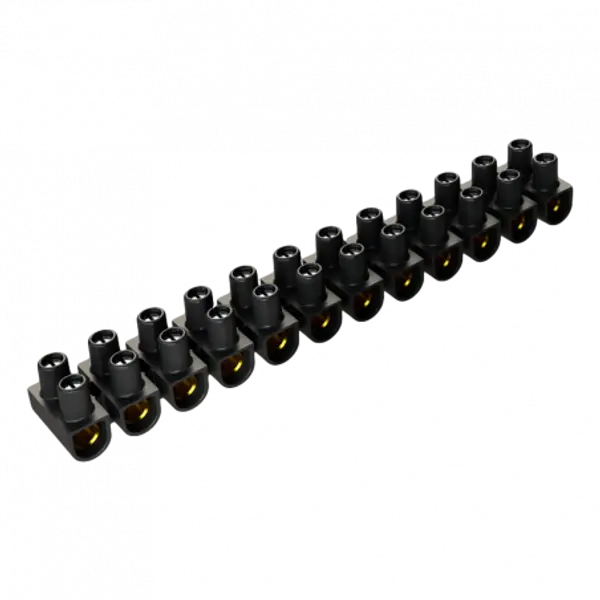 Barrette de domino électrique 2,5mm² - 12 connexions en laiton - Max 18A - Noir