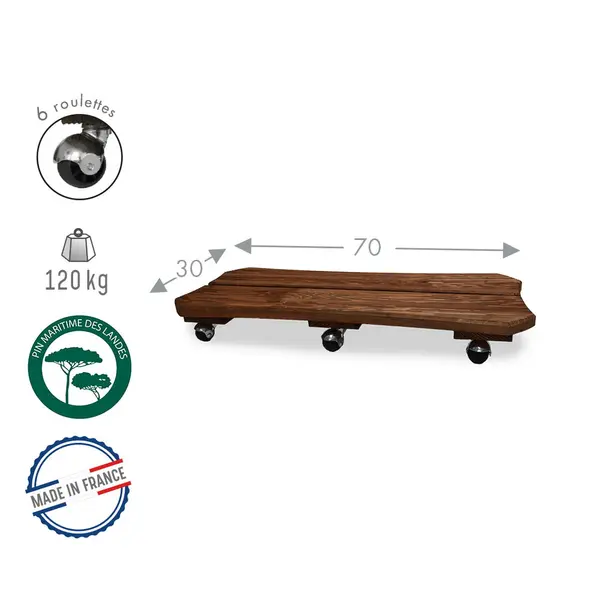 Roule plante Bois spécial bac naturel - 30x70 cm - Bois - Louis Moulin