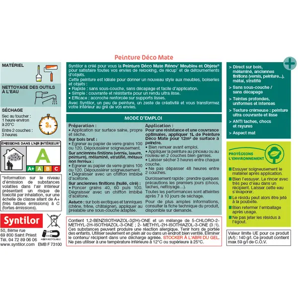 Peinture meuble et boiserie Rénov SYNTILOR beige poudré mat 0.5 l - SYNTILOR