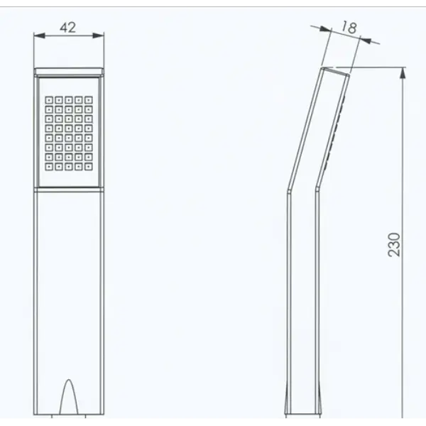 Douchette rectangulaire Ancodesign - chrome - 1 jet