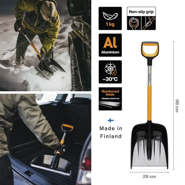 Pelle à neige télescopique - X-Series 71,5 cm - déblayage voiture - FISKARS