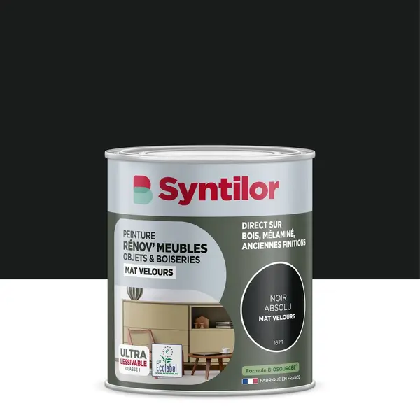 Peinture de rénovation meuble et objet SYNTILOR noir velours 0,25L - SYNTILOR