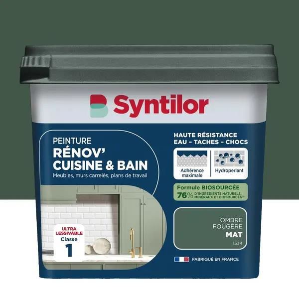 Peinture meuble ombre fougère mat SYNTILOR Renov' cuisine et bain 0.75l - SYNTILOR