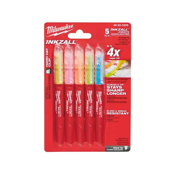 MILWAUKEE Pack de 5 surligneurs Inkzall couleur - 48223206