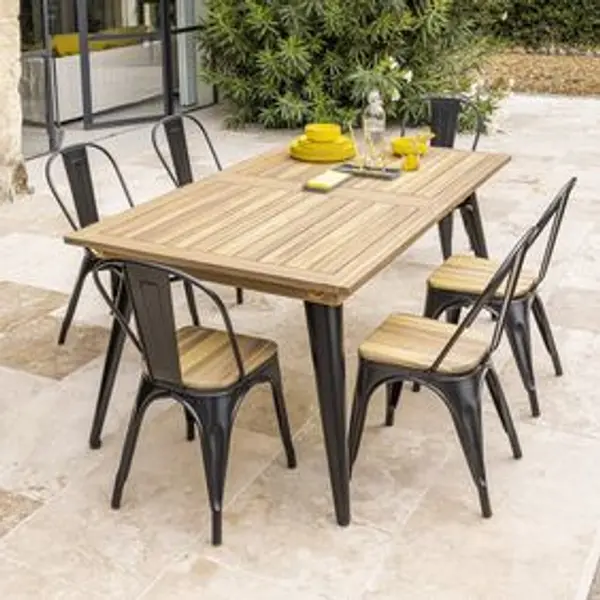 Table extensible Fabrik 6/8 personnes acacia naturel et métal noir 180/240x100xH75cm