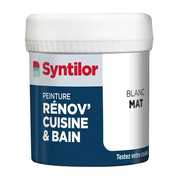 Testeur peinture meuble blanc mat SYNTILOR Renov' cuisine et bain 0.075l - SYNTILOR