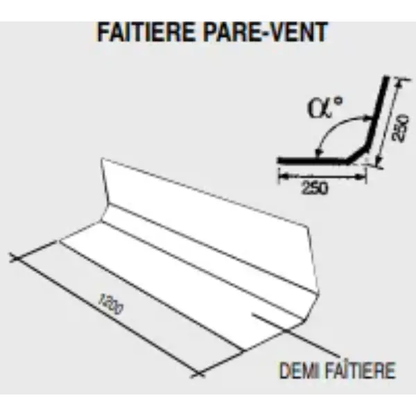 Faîtière pare-vent fibres-ciment - Edilfibro - 120 cm - teinte naturelle