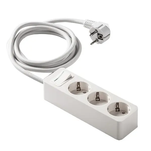 Base Multiple 3 Tomas Tt Cable 1,5M Blan