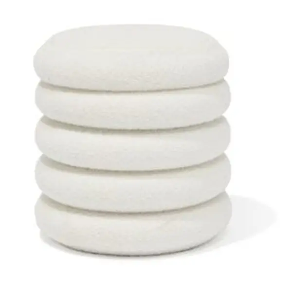 Pouf coffre Clara curly effet laine bouclée blanc Ø40xH40 cm