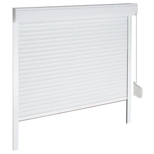 Volet roulant manuel par sangle, motorisable, en PVC et aluminium 140 x 120 cm