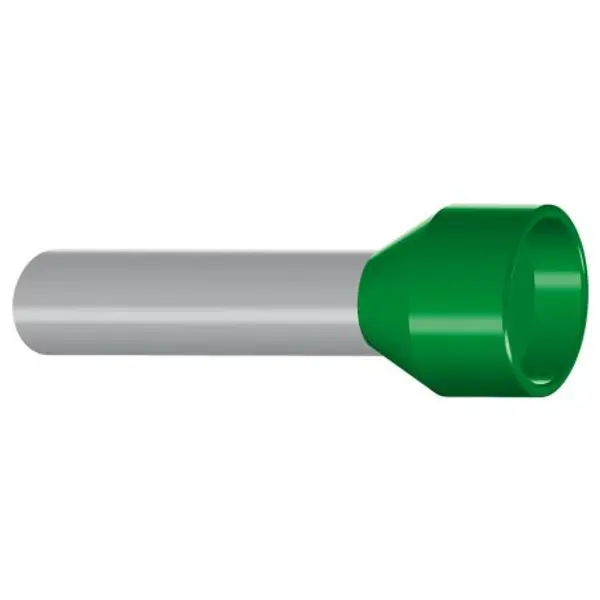 Embout de câblage isolé pour fil souple section 6mm² - vert - collerette isolante - Sachet de 100 pièces