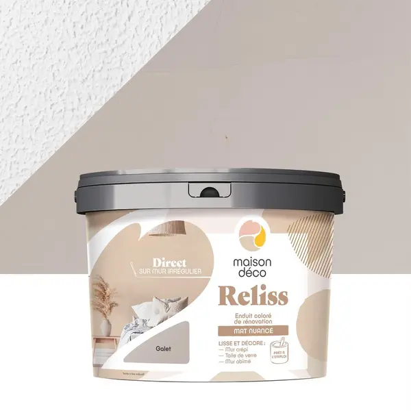 Enduit décoratif Reliss 2en1 MAISON DECO, galet, 15kg - MAISON DECO