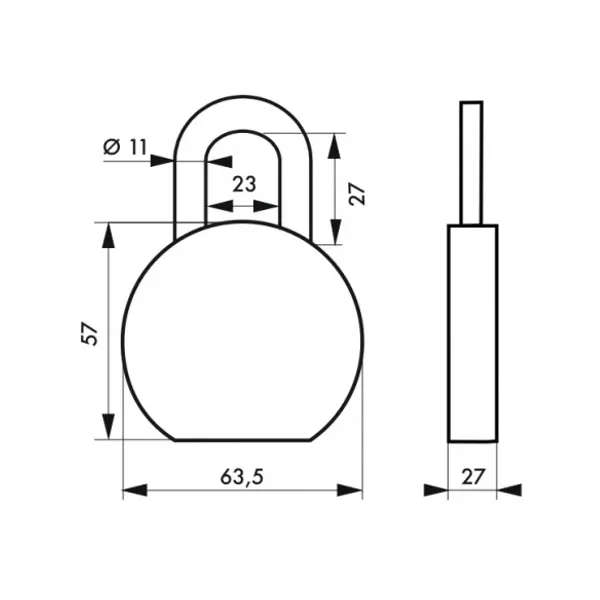 Cadenas à clé Fédéral Lock S900R, acier, chantier, anse molybdène, 63.5mm, 2 clés, noir - THIRARD