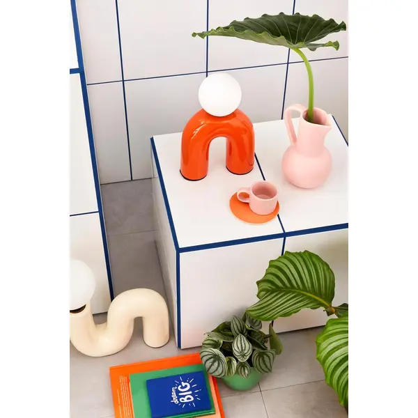 Lampe Pop u, orange, céramique, H.31 cm, G9 - LX FRANCE