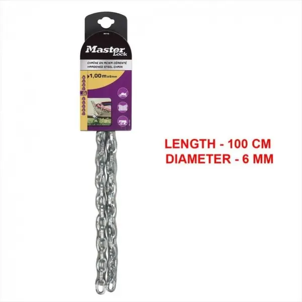 Master Lock 8011EURD Chaîne en acier cémenté, 100 cm x 0,6 cm - MASTER LOCK