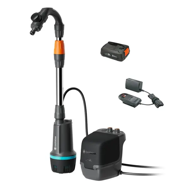 Pompe pour collecteur d’eau de pluie 18 V 2400 l/h - kit prêt à l’emploi avec batterie - GARDENA