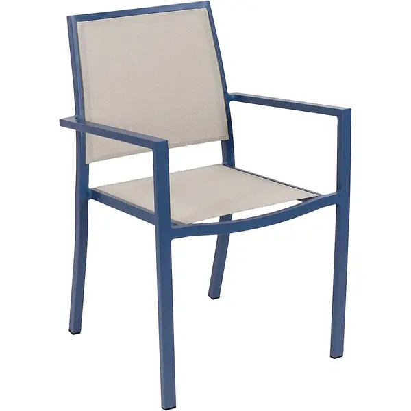 Fauteuil de jardin - Santorin - aluminium et textilène - gris bleuté - empilable - 58 x 55 x 85 cm - Jardiline