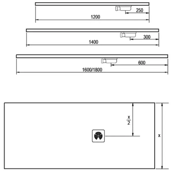 Receveur Ancodesign texture pierre - blanc - ep 3cm avec bonde de ⌀90