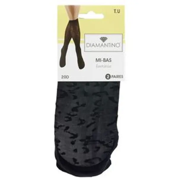 Mi-bas fantaisie noir 20D x2
