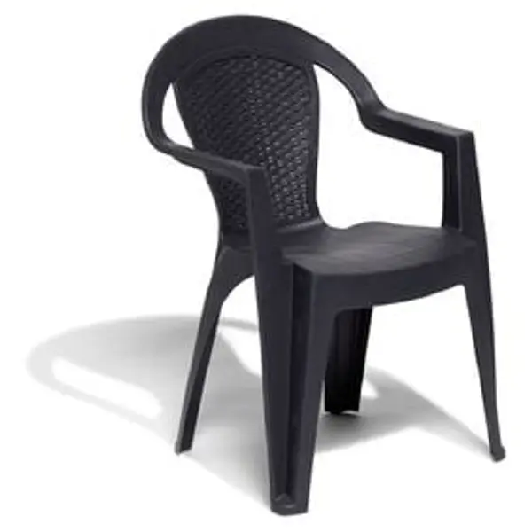 Fauteuil de jardin monobloc Viva plastique dossier tressé gris 53xP56xH80cm