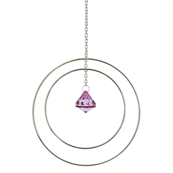 Attrape soleil métal doré pendentif rose 20x3xH70cm
